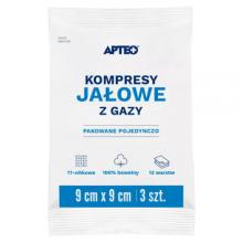 Zdjęcie produktu - APTEO CARE Kompresy jałowe z gazy 9cm x 9cm, 3 szt.