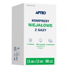 Zdjęcie produktu - APTEO CARE Kompresy niejałowe z gazy 7,5cm x 7,5cm, 100 sztuk