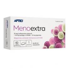 Zdjęcie produktu - APTEO Menoextra przeznaczony dla kobiet w okresie menopauzy, 60 tabletek   KR&Oacute;TKA DATA 30.06.2026