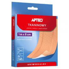 Zdjęcie produktu - APTEO Plaster tkaninowy cielisty z opatrunkiem 1 m x 8 cm, 1 sztuka