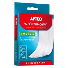 Zdjęcie produktu - APTEO Plaster wł&oacute;kninowy biały z opatrunkiem 1 m x 6 cm, 1 szt.