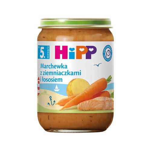 Miniaturka artykułu - HiPP Marchewka z ziemniaczkami i łososiem po 5. miesiącu, 190 g