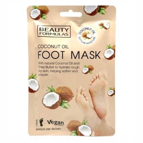 Miniaturka artykułu - BEAUTY FORMULAS Maska do stóp z olejem kokosowym, 1 para