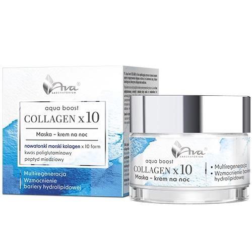 Miniaturka artykułu - AVA Aqua Boost Collagen x10 Maska-krem na noc, 50 ml