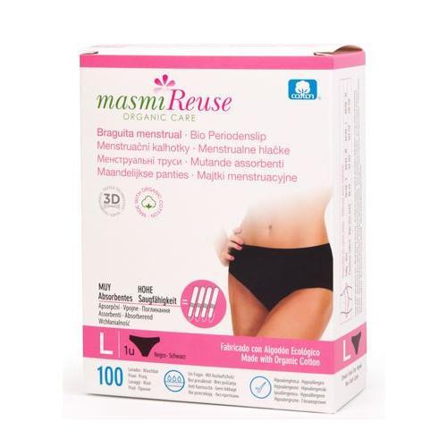 Miniaturka artykułu - MASMI Majtki menstruacyjne z bawełny organicznej rozmiar L, 1szt. USZKODZONE TEKTUROWE OPAKOWANIE 