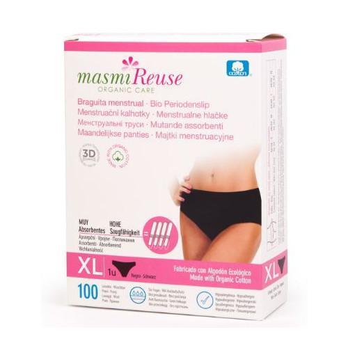Miniaturka artykułu - MASMI Majtki menstruacyjne z bawełny organicznej rozmiar XL, 1szt. KR&Oacute;TKA DATA 05.09.2026