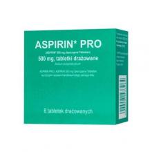 Zdjęcie produktu - ASPIRIN PRO 500mg, 8 tabletek drażowanych Delfarma KR&Oacute;TKA DATA 30.09.2026