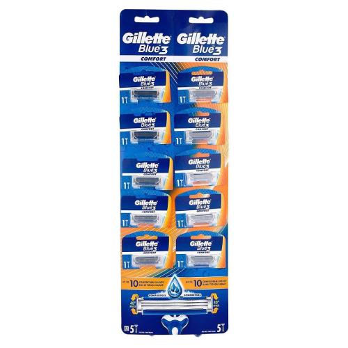 Miniaturka artykułu - Gillette Blue3 Comfort Jednorazowa maszynka do golenia, plansza, 10 szt.