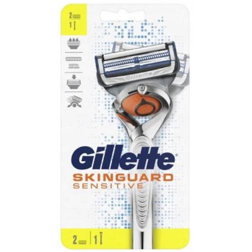 Miniaturka artykułu - Gillette Skinguard Sensitive Maszynka do golenia dla mężczyzn + 2 wymienne ostrza