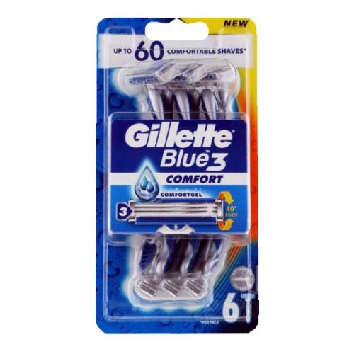 Miniaturka artykułu - Gillette Blue3 Comfort Jednorazowa maszynka do golenia, 6szt.