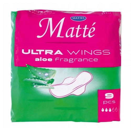 Miniaturka artykułu - MATTES Podpaski Ultra Wings Aloe Vera, 9szt.