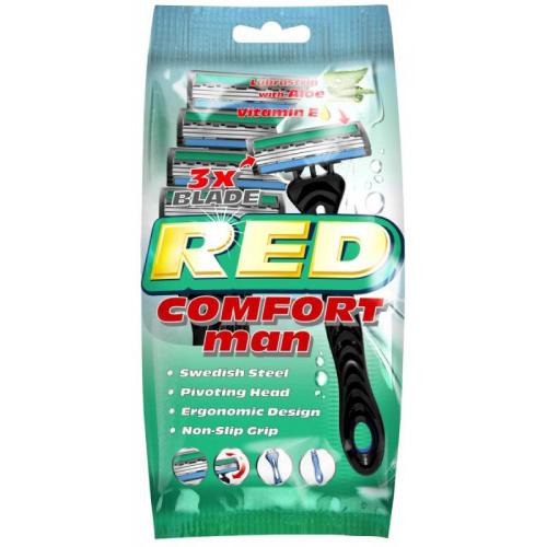 Miniaturka artykułu - Mattes Red Comfort Man Maszynka do golenia jednorazowa męska, 5szt.