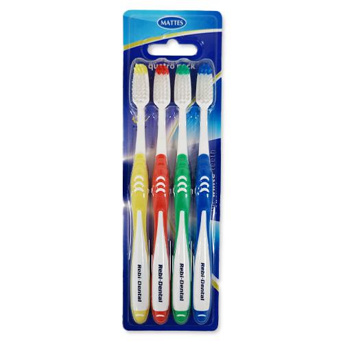 Miniaturka artykułu - Mattes Rebi Dental Szczoteczka do zęb&oacute;w średnia M458 medium, 4szt.