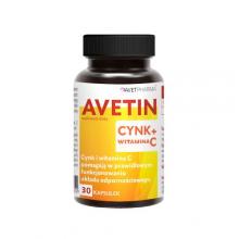 Zdjęcie produktu - Avetin Cynk + Witamina C, 30 kaps. KR&Oacute;TKA DATA 30.09.2026