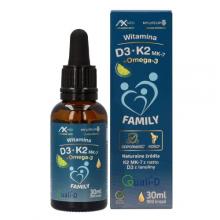 Zdjęcie produktu - AX MED Witamina D3+K2 MK-7+Omega-3 Family Krople dla dzieci i dorosłych, 30 ml