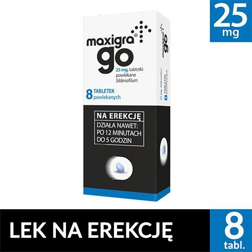 Miniaturka artykułu - MAXIGRA GO 25mg - 8 tabletek - Tabletki na potencję  USZKODZONE TEKTUROWE OPAKOWANIE