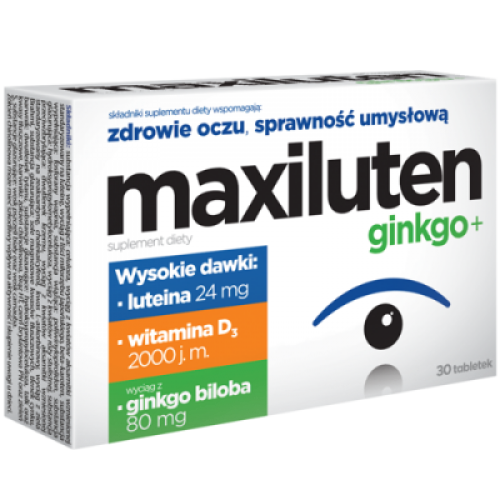Miniaturka artykułu - MAXILUTEN GINKGO+, 30 tabletek USZKODZONE TEKTUROWE OPAKOWANIE