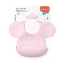 Zdjęcie produktu - BabyOno silikonowy śliniak z regulowanym zapięciem R&oacute;żowy 1639/02