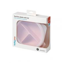 Zdjęcie produktu - BabyOno Silikonowy talerz z przyssawką i przykrywką r&oacute;żowym, 1 szt.