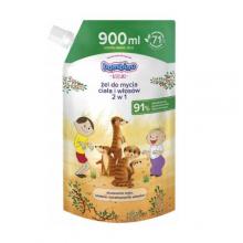 Zdjęcie produktu - Bambino Dzieciaki Żel do mycia ciała i włos&oacute;w 2w1 (Surykatki) zapas, 900ml