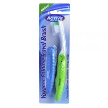 Zdjęcie produktu - BEAUTY FORMULAS Active Oral Care Składana podr&oacute;żna szczoteczka do zęb&oacute;w Medium (zielona/niebieska), 2szt.