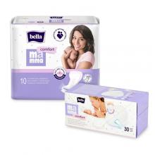 Bella Mama - Zestaw dzień i noc: Wkładki laktacyjne z przylepcem, 30 sztuk + Podkłady poporodowe, 10szt.