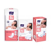 Bella Mama - Zestaw wyprawka basic: BELLA MAMMA podkłady higieniczne, 10 sztuk + Wkładki laktacyjne  z przylepcem, 30szt. + Wielorazowe majtki poporodowe M/L, 2 sztuki