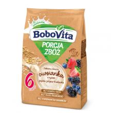 Zdjęcie produktu - BoboVita Porcja zb&oacute;ż Delikatna mleczna owsianka z ryżem jagoda-jeżyna-truskawka po 6 miesiącu, 210 g