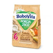 Zdjęcie produktu - BoboVita Porcja zb&oacute;ż Kaszka mleczna 3 zboża zbożowo-owsiana jabłko-gruszka po 6 miesiącu, 210 g