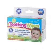 Zdjęcie produktu - BRUSHBABY Teething Wipes Gaziki higieniczne z ksylitolem i rumiankiem, 20 szt.