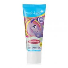 Zdjęcie produktu - BRUSHBABY Pasta do mycia zęb&oacute;w dla dzieci w wieku 3+ lat Truskawka, 50ml