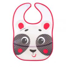 CANPOL BABIES Śliniak zmywalny z kieszonką Hello Little beżowa panda 9/232
