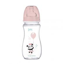 CANPOL BABIES Butelka Antykolkowa 12m+ r&oacute;żowa panda, 300ml 35/222