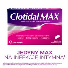 Zdjęcie produktu - Clotidal MAX 500mg, 1 tabletka dopochwowa o działaniu przeciwgrzybiczym