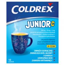 Zdjęcie produktu - Coldrex Junior C, 10 saszetek Lek na przeziębienie od 6 roku życia 