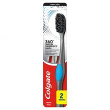 Colgate 360 Deep Clean Charcoal Szczoteczka do zęb&oacute;w średnia, 2 szt.