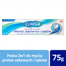 COREGA Pasta 2w1 do mycia protez i zęb&oacute;w - 75 g (29932)