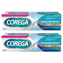 Zdjęcie produktu - Corega Krem mocujący do protez zębowych Super Mocny Delikatnie Miętowy, 2 x 40 g