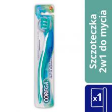 COREGA Szczoteczka 2w1 do mycia protez i zęb&oacute;w, 1szt.