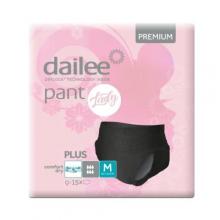Zdjęcie produktu - DAILEE Pant Lady Plus Black PREMIUM M Majtki chłonne czarne, 15szt. KR&Oacute;TKA DATA 31.08.2026
