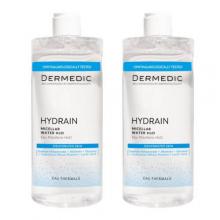 Zdjęcie produktu - Dermedic Hydrain 3 Hialuro, płyn micelarny H2O, 500 ml + 500 ml