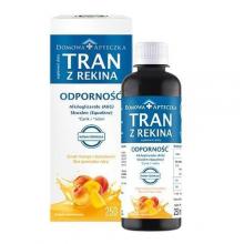 Zdjęcie produktu - DOMOWA APTECZKA Tran z rekina o smaku mango-brzoskwinia emulsja, 250ml (nowa formuła) KR&Oacute;TKA DATA 31.08.2026