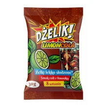 Zdjęcie produktu - Dżelik! Limoncola Żelki lekko słodzone o smaku coli z limonką, 30 g