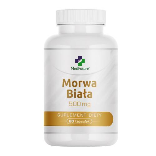 Miniaturka artykułu - MedFuture Morwa biała 500mg, 60 kaps. KR&Oacute;TKA DATA 30.06.2026