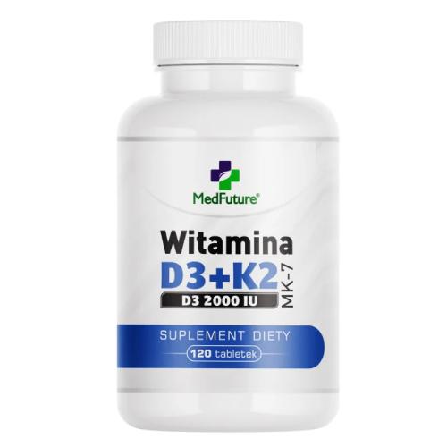Miniaturka artykułu - MedFuture Witamina D3+K2 MK-7 2000IU, 120tabl.