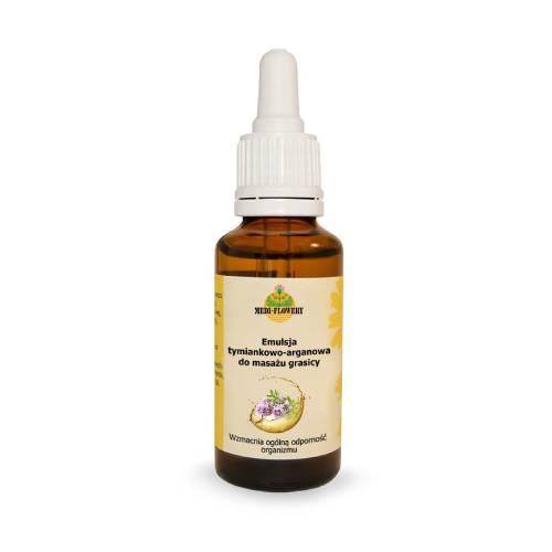 Miniaturka artykułu - MEDI-FLOWERY Emulsja tymiankowo - arganowa do masażu grasicy, 30 ml