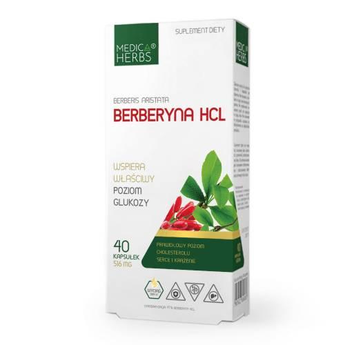 Miniaturka artykułu - MEDICA HERBS Berberyna HCL 516 mg, 40 kaps.