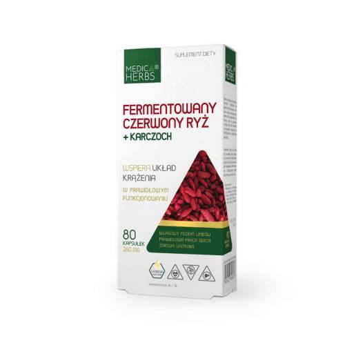Miniaturka artykułu - MEDICA HERBS Fermentowany Czerwony Ryż + Karczoch, 80 kaps. USZKODZONY KARTON