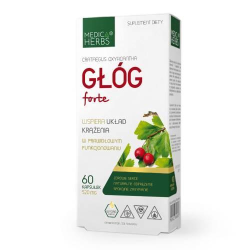 Miniaturka artykułu - MEDICA HERBS Gł&oacute;g forte 520 mg, 60 kaps. USZKODZONE TEKTUROWE OPAKOWANIE 