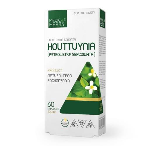 Miniaturka artykułu - MEDICA HERBS Houttuynia (Pstrolistka sercowata), 60 kapsułek